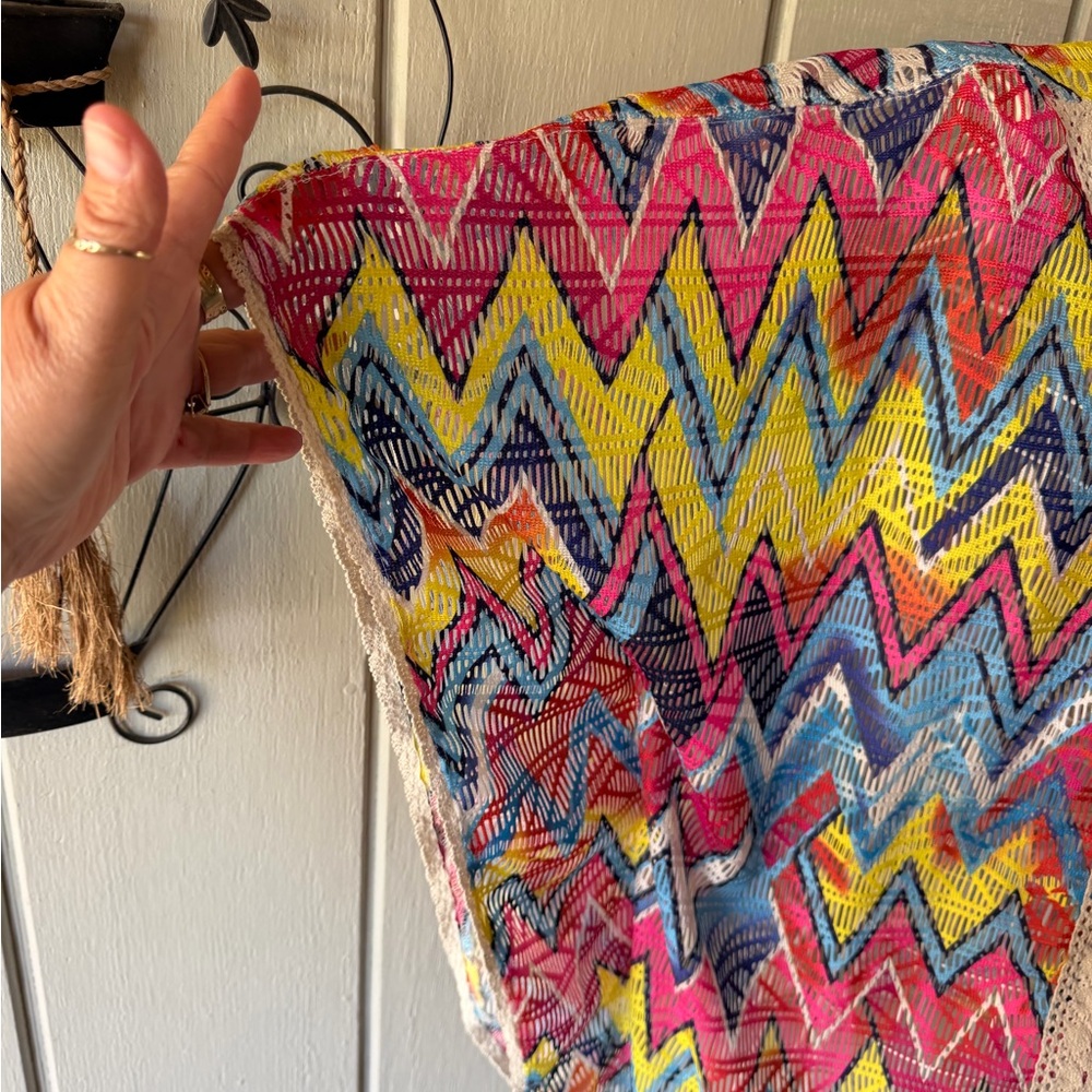 Multiples Multicolor Zigzag Crochet-Trim Button F… - image 3